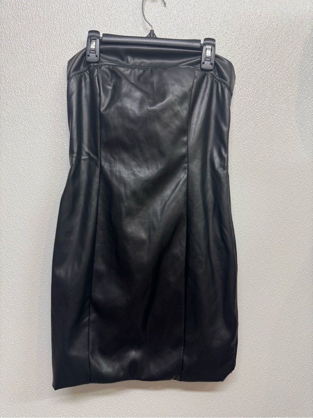 Just Quella Black Faux Leather Strapless Dress Sz S (D-80)